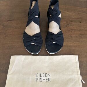 Eileen Fisher Zanya Stretch Mesh Fabric Platform Sport Sandal Black Size 6 NEW